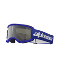 Alpinestars Vision 3 Wordmark Goggles, Motocross Goggles, Blue frame with Silver Mirror lens, wide adjustable blue strap with bold white Alpinestars wordmark logo, black face foam, protective eyewear for off-road and dirt bike riding