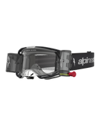 Alpinestars Vision 8 Ámbar Roll Off, gafas de motocross negras y plateadas con sistema Roll Off y lente transparente.
