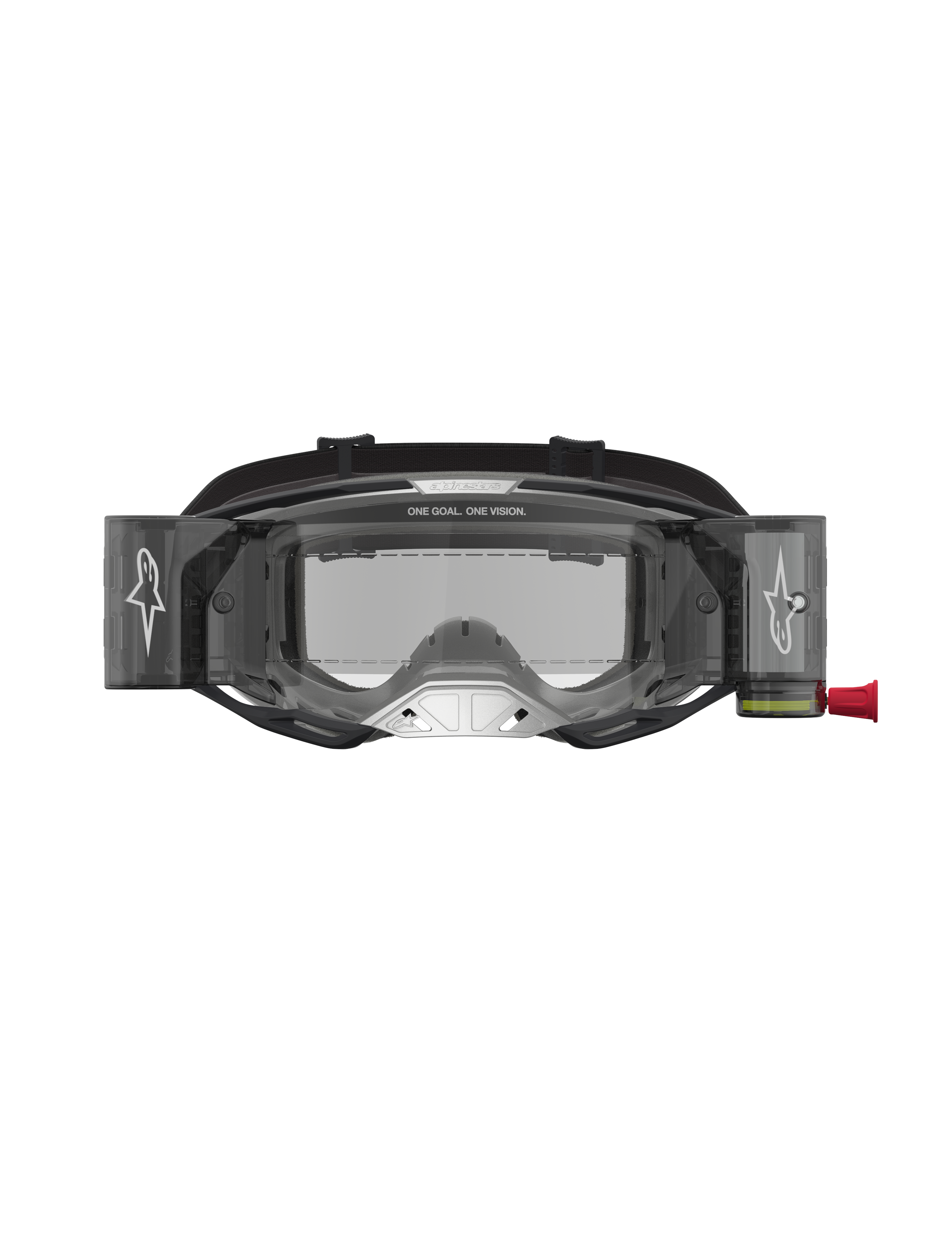 Alpinestars Vision 8 Ámbar Roll Off, gafas de motocross, negras y plateadas, con sistema roll off y lente transparente