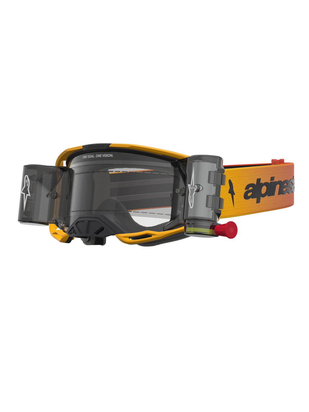 Alpinestars Vision 8 Amber Roll Off, gafas de motocross amarillas y negras, con sistema roll off y lente transparente