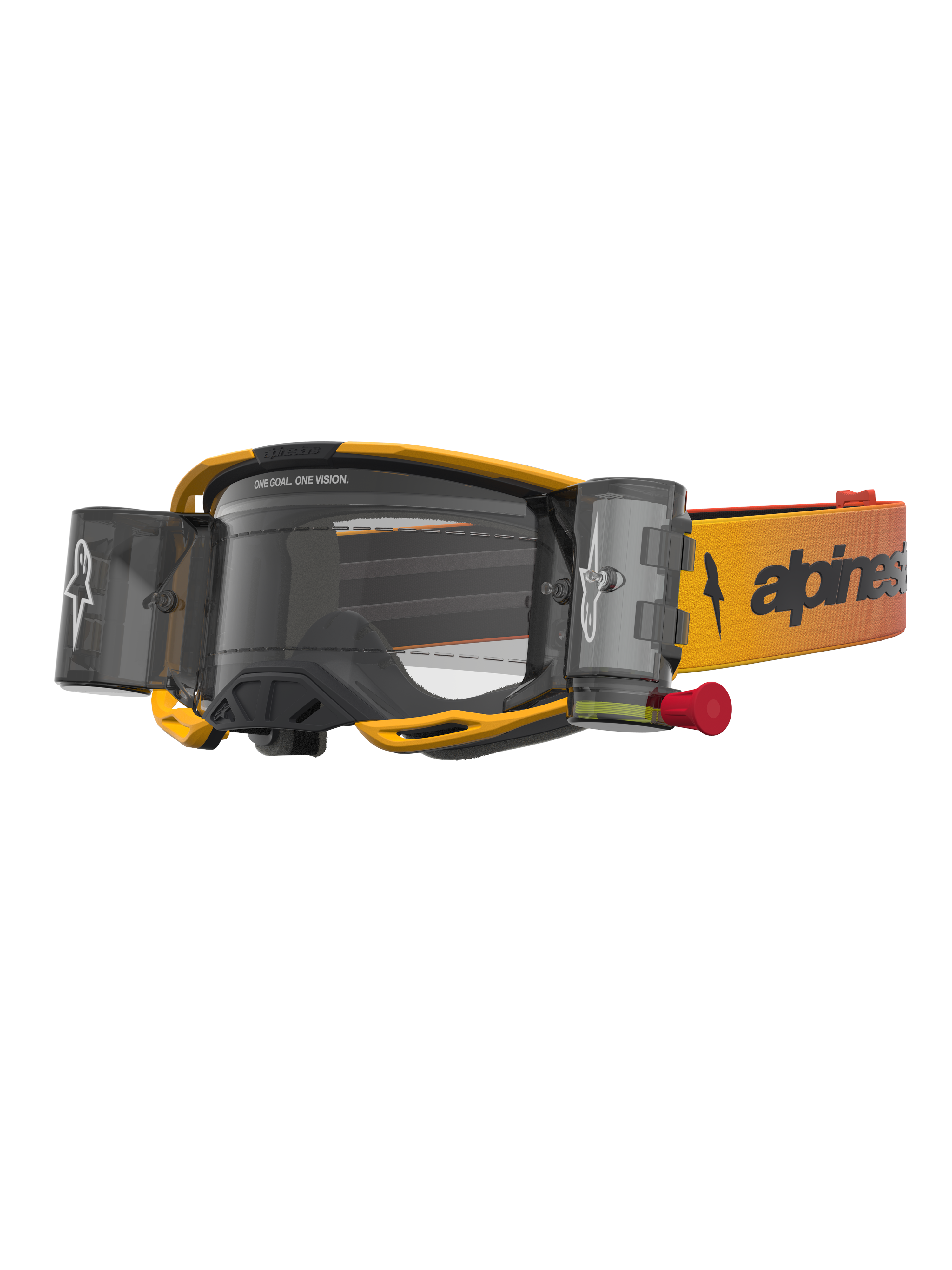 Alpinestars Vision 8 Amber Roll Off, gafas de motocross amarillas y negras, con sistema roll off y lente transparente