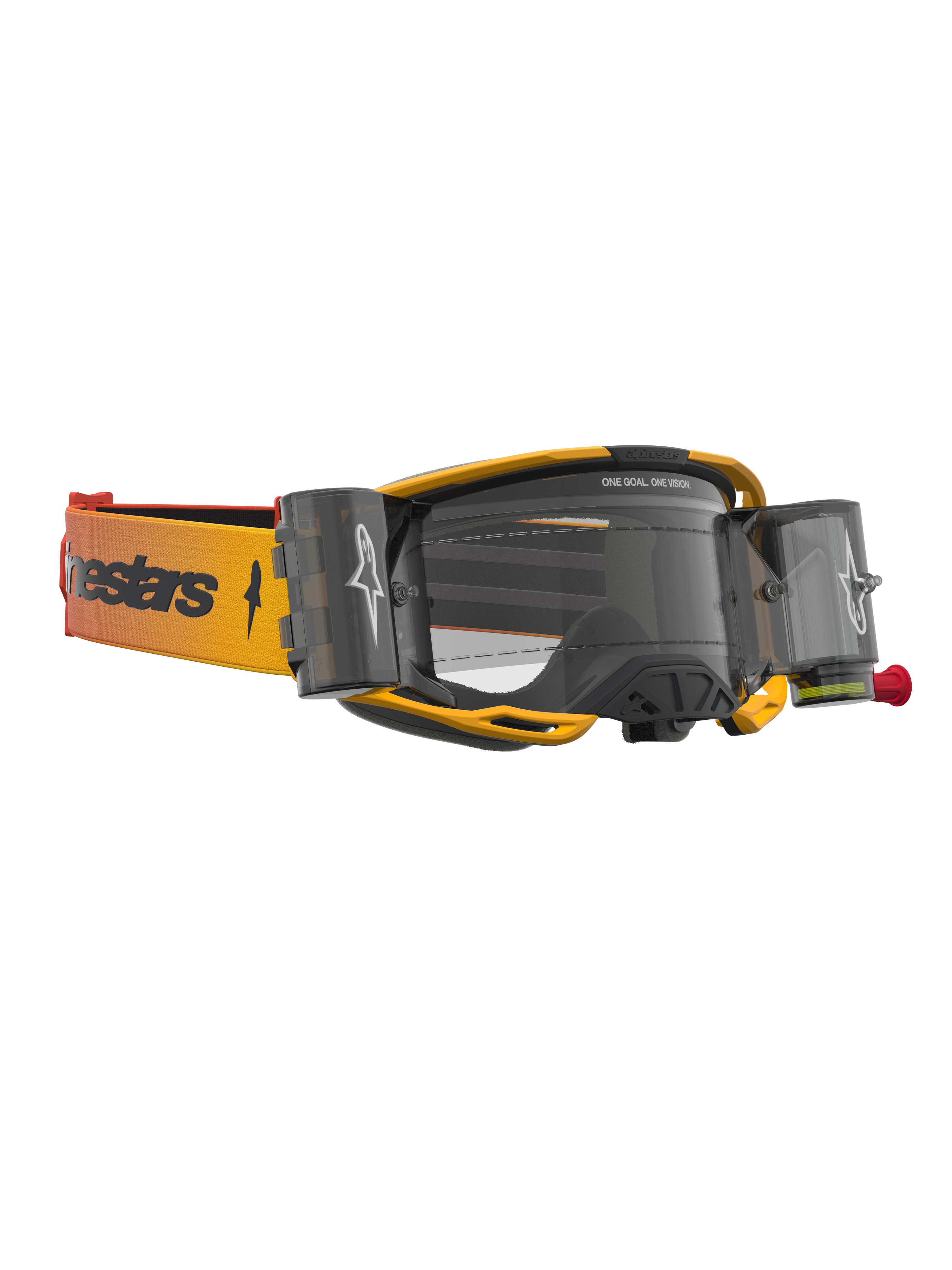 Gafas Alpinestars Vision 8 Amber Roll Off, gafas de motocross amarillas y negras con lente transparente y sistema roll off