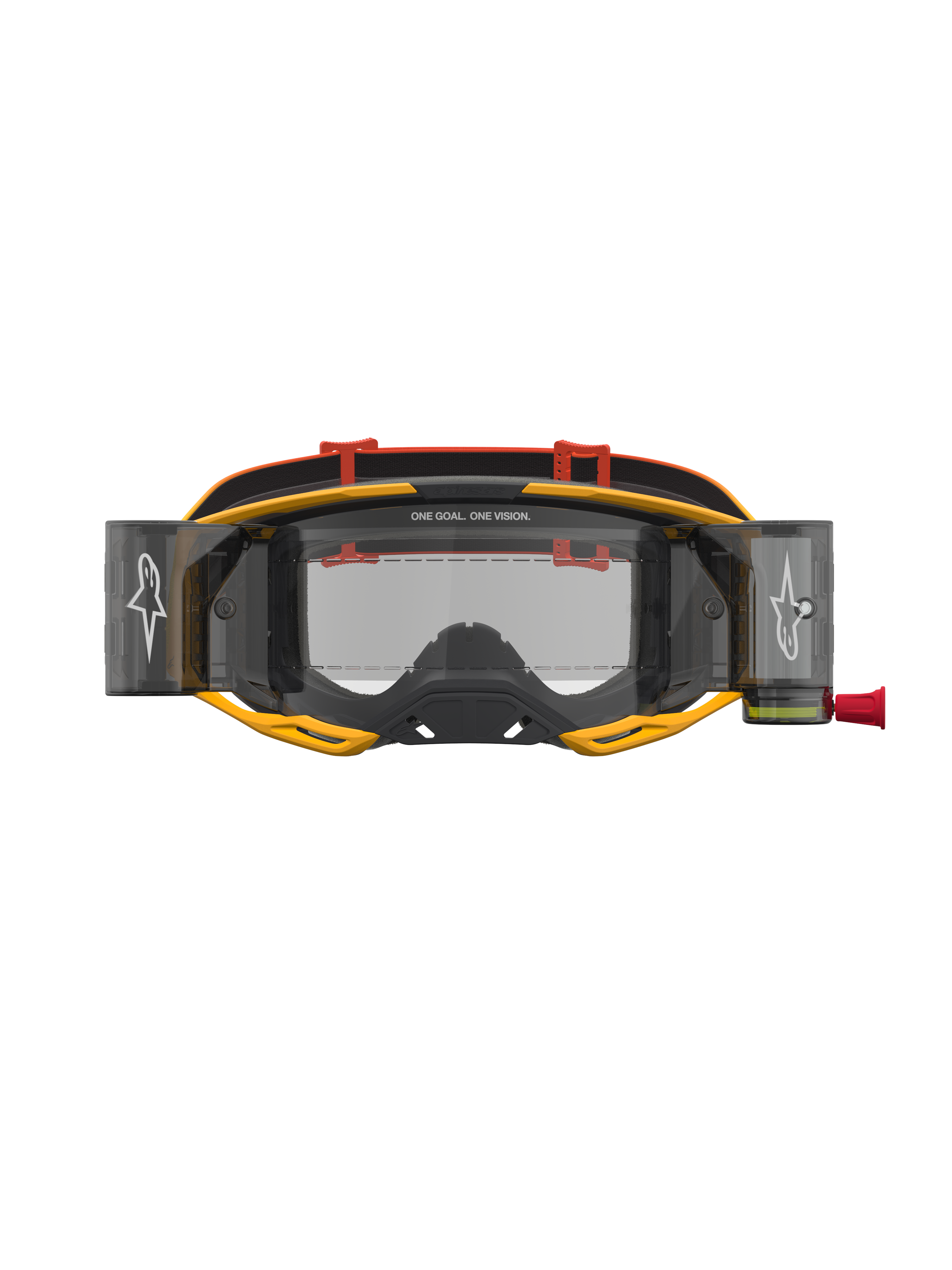 Gafas Alpinestars Vision 8 Amber Roll Off, gafas de motocross y off-road, amarillas y rojas, lente transparente con sistema roll off integrado