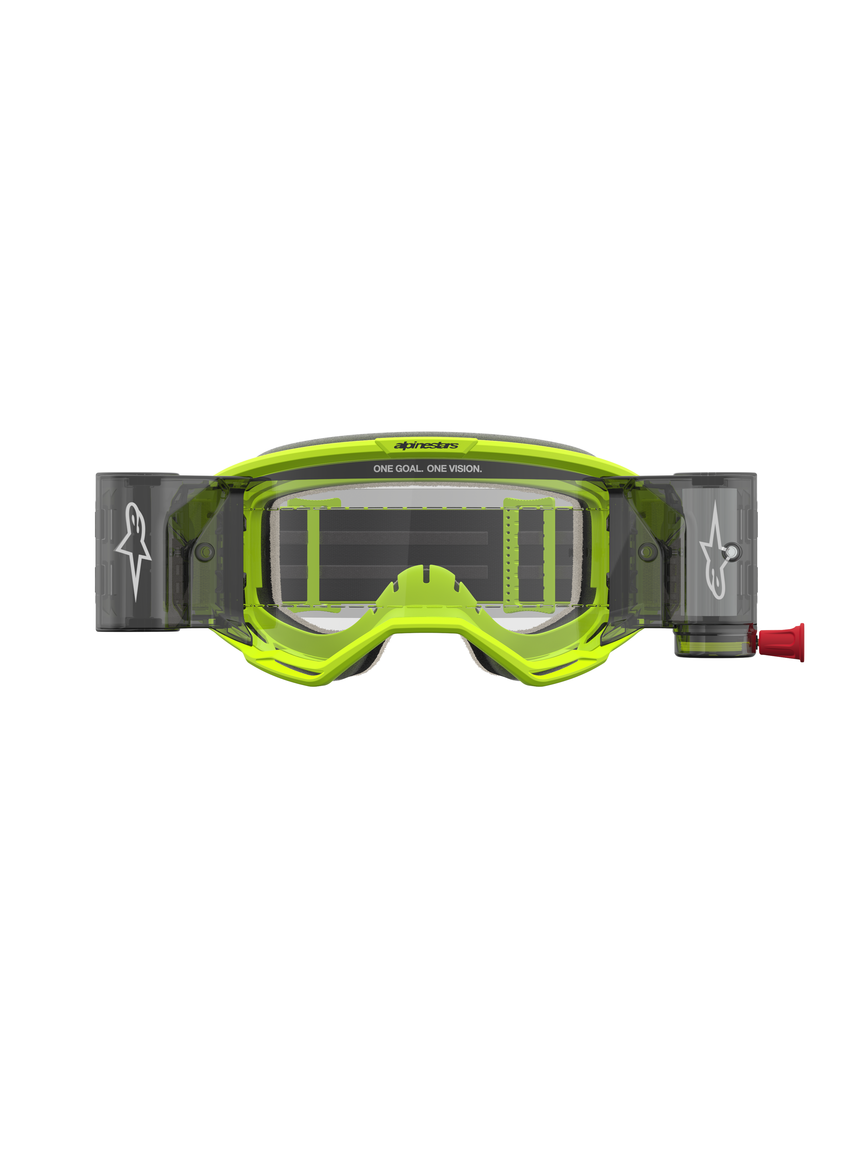 Alpinestars Vision 5 Rora Roll Off, gafas de motocross con sistema roll off, amarillas flúor y negras, lente transparente
