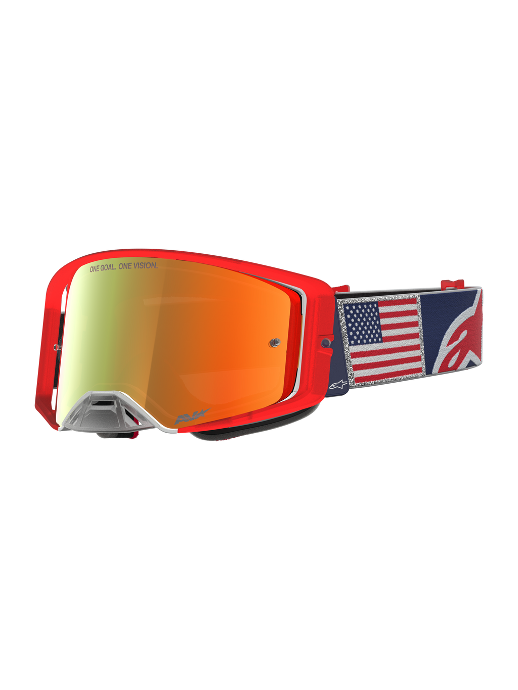 Alpinestars Supertech Fiftyfold, gafas de motocross azules y rojas, edición limitada, lente de espejo y bandera de EE. UU.
