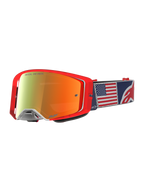 Alpinestars Supertech Fiftyfold, gafas de motocross azules y rojas, edición limitada, lente de espejo y bandera de EE. UU.