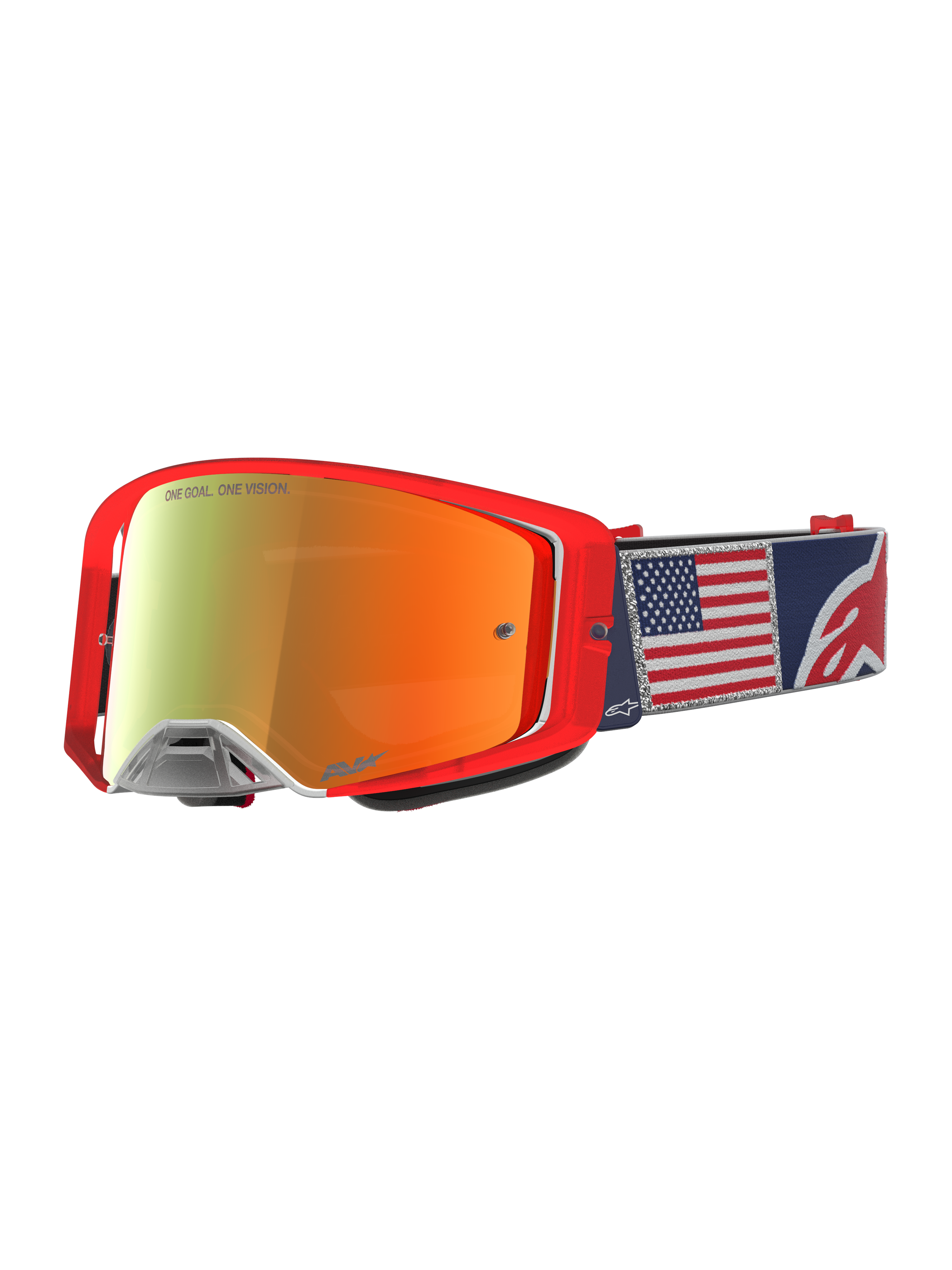 Alpinestars Supertech Fiftyfold, gafas de motocross azules y rojas, edición limitada, lente de espejo y bandera de EE. UU.