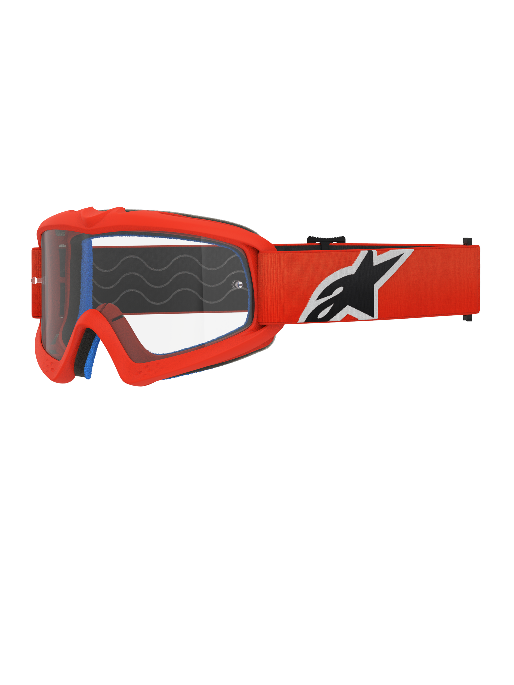Alpinestars Vision Youth Corp Goggles, gafas de motocross, naranja y transparente, con montura naranja y correa ancha con logotipo en blanco y negro, lente transparente antivaho, diseñadas para pilotos jóvenes y carreras todoterreno