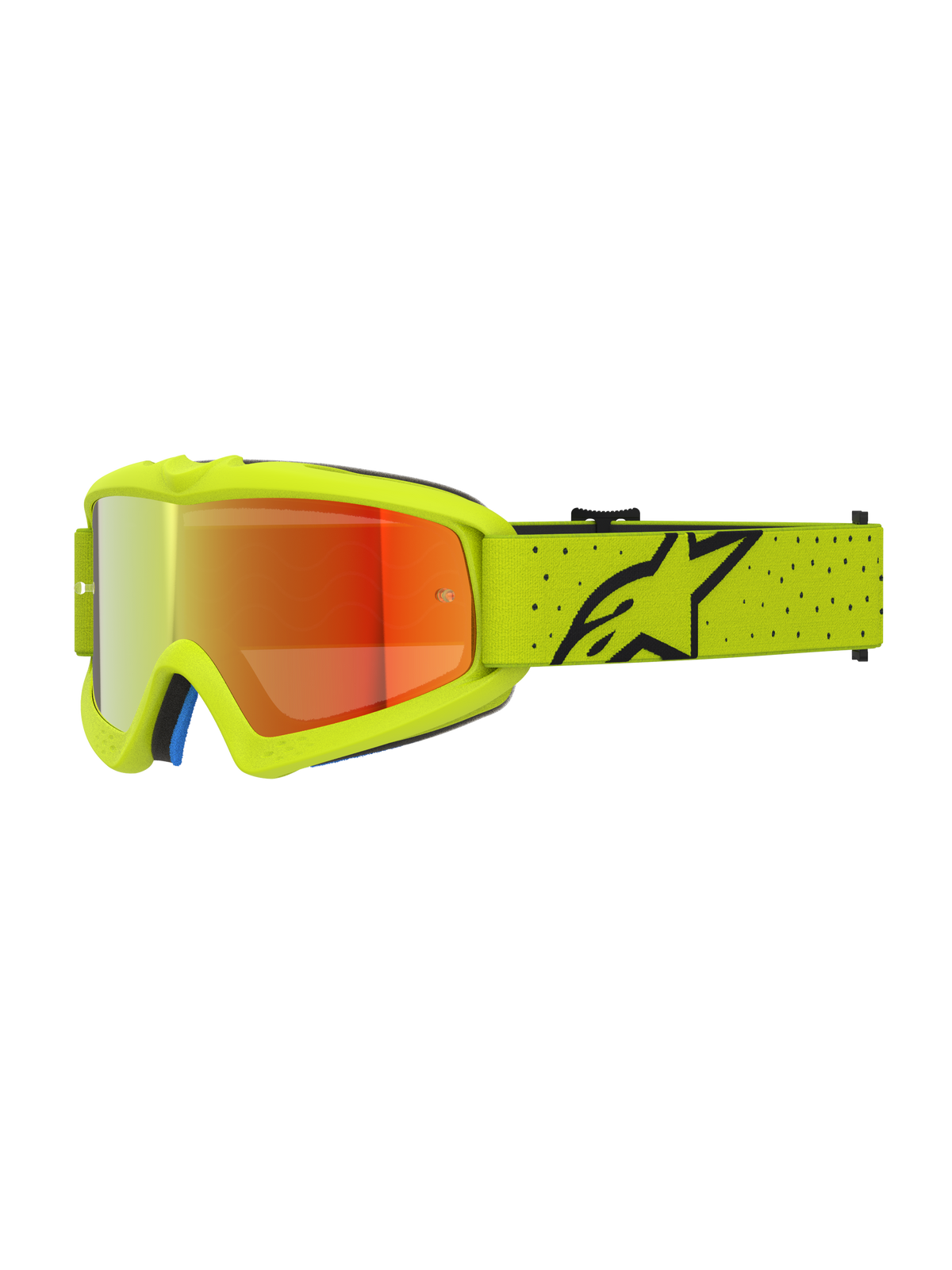 Alpinestars Vision Vesta Juveniles, gafas de motocross, amarillo fluorescente y negro con lente de espejo roja, certificado CE, marco A-FLEX y protección para off-road