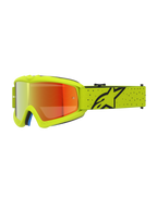 Alpinestars Vision Vesta Juveniles, gafas de motocross, amarillo fluorescente y negro con lente de espejo roja, certificado CE, marco A-FLEX y protección para off-road