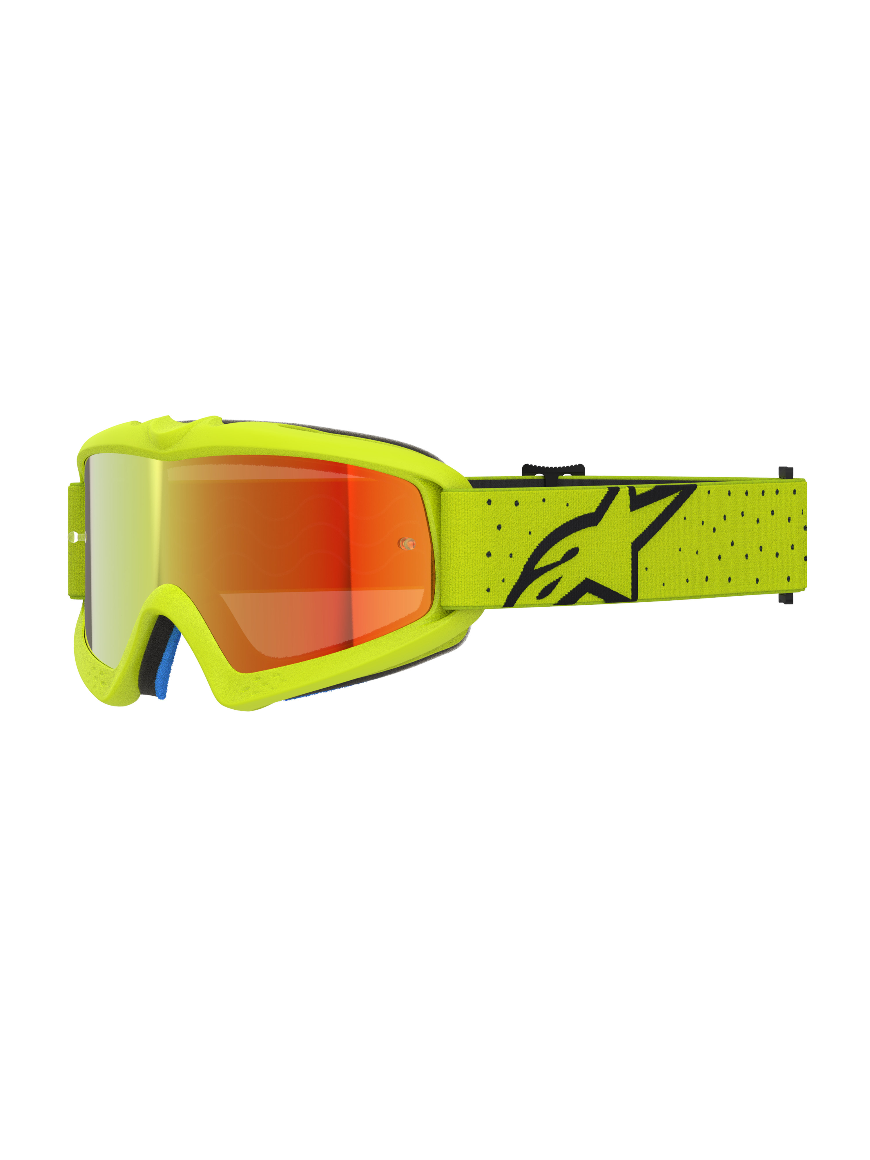 Alpinestars Vision Vesta Juveniles, gafas de motocross, amarillo fluorescente y negro con lente de espejo roja, certificado CE, marco A-FLEX y protección para off-road