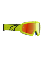 Gafas Vision Vesta Juveniles Alpinestars, para motocross, amarillo flúor con lente de espejo rojo, correa ajustable.