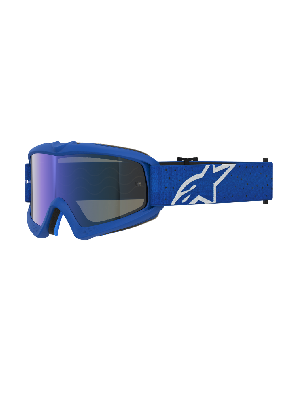 Gafas Alpinestars Vision Vesta Juvenil para motocross, azul y blanco, lente de espejo azul anti-vaho y protección UVA
