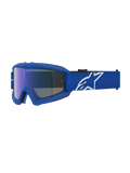Gafas Alpinestars Vision Vesta Juvenil para motocross, azul y blanco, lente de espejo azul anti-vaho y protección UVA