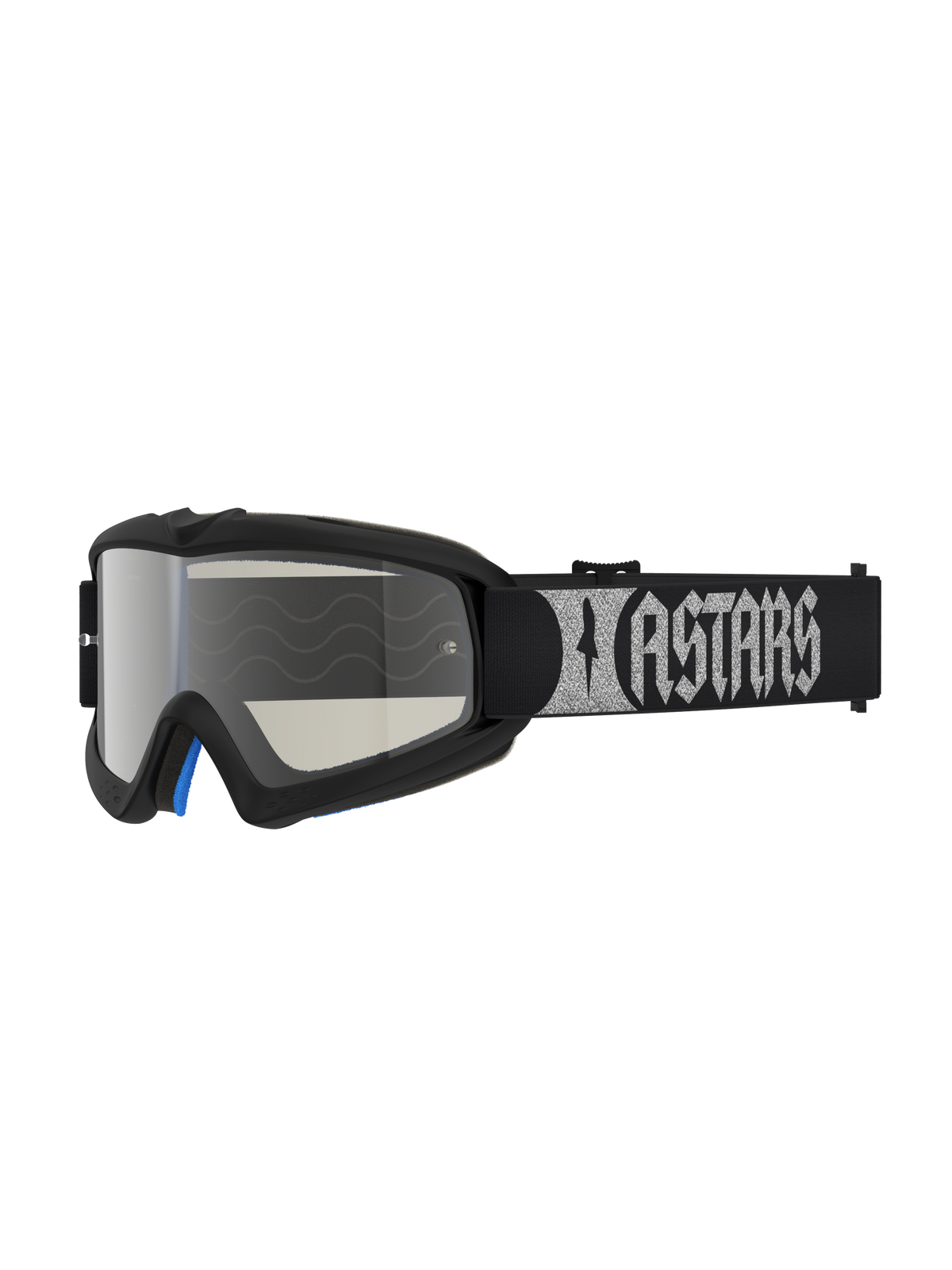 Alpinestars Vision Atrox Juvenil, gafas de motocross, negras con lente de espejo plateada anti-vaho y correa con logotipo