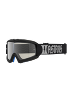Alpinestars Vision Atrox Juvenil, gafas de motocross, negras con lente de espejo plateada anti-vaho y correa con logotipo
