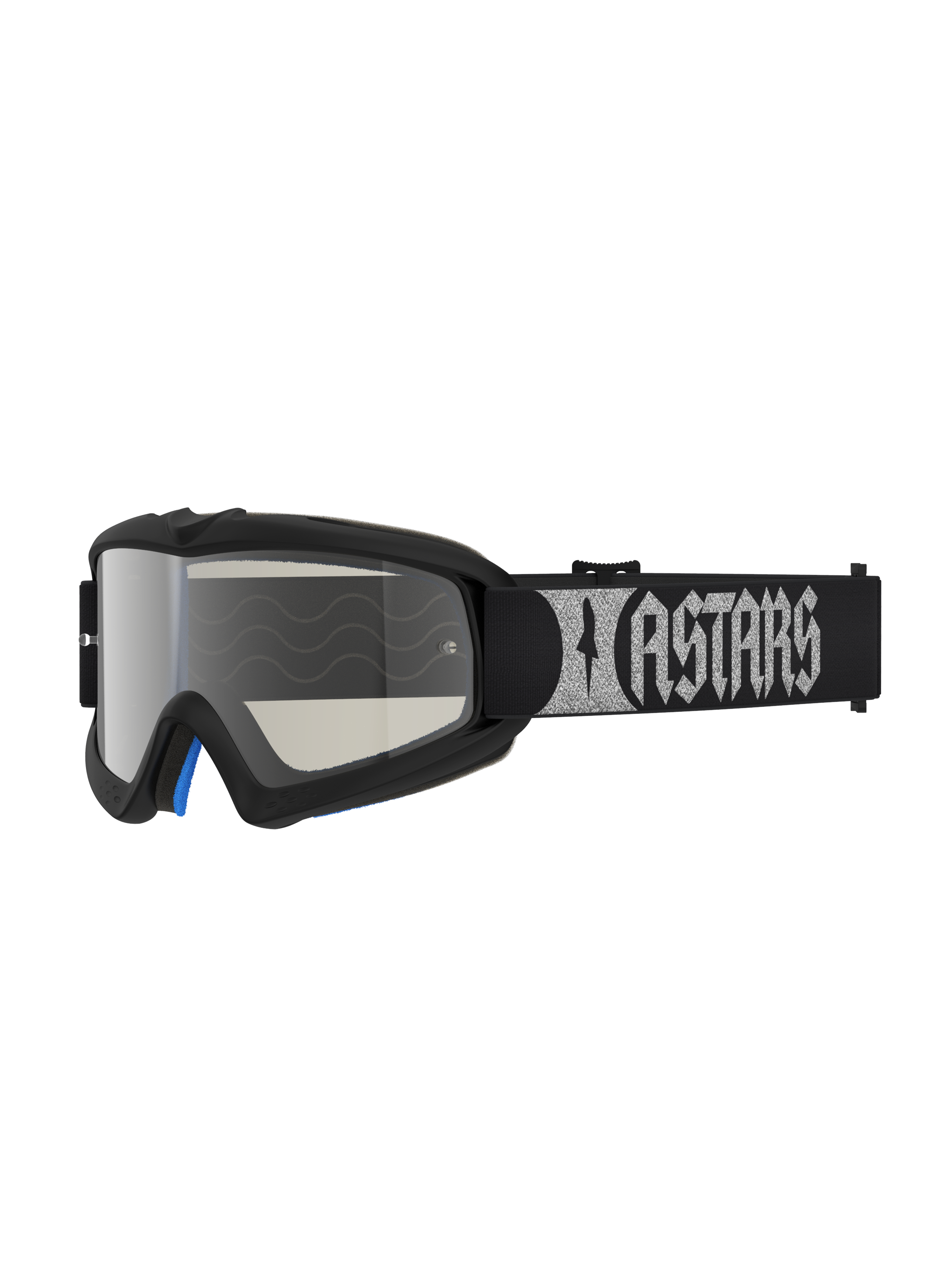 Alpinestars Vision Atrox Juvenil, gafas de motocross, negras con lente de espejo plateada anti-vaho y correa con logotipo