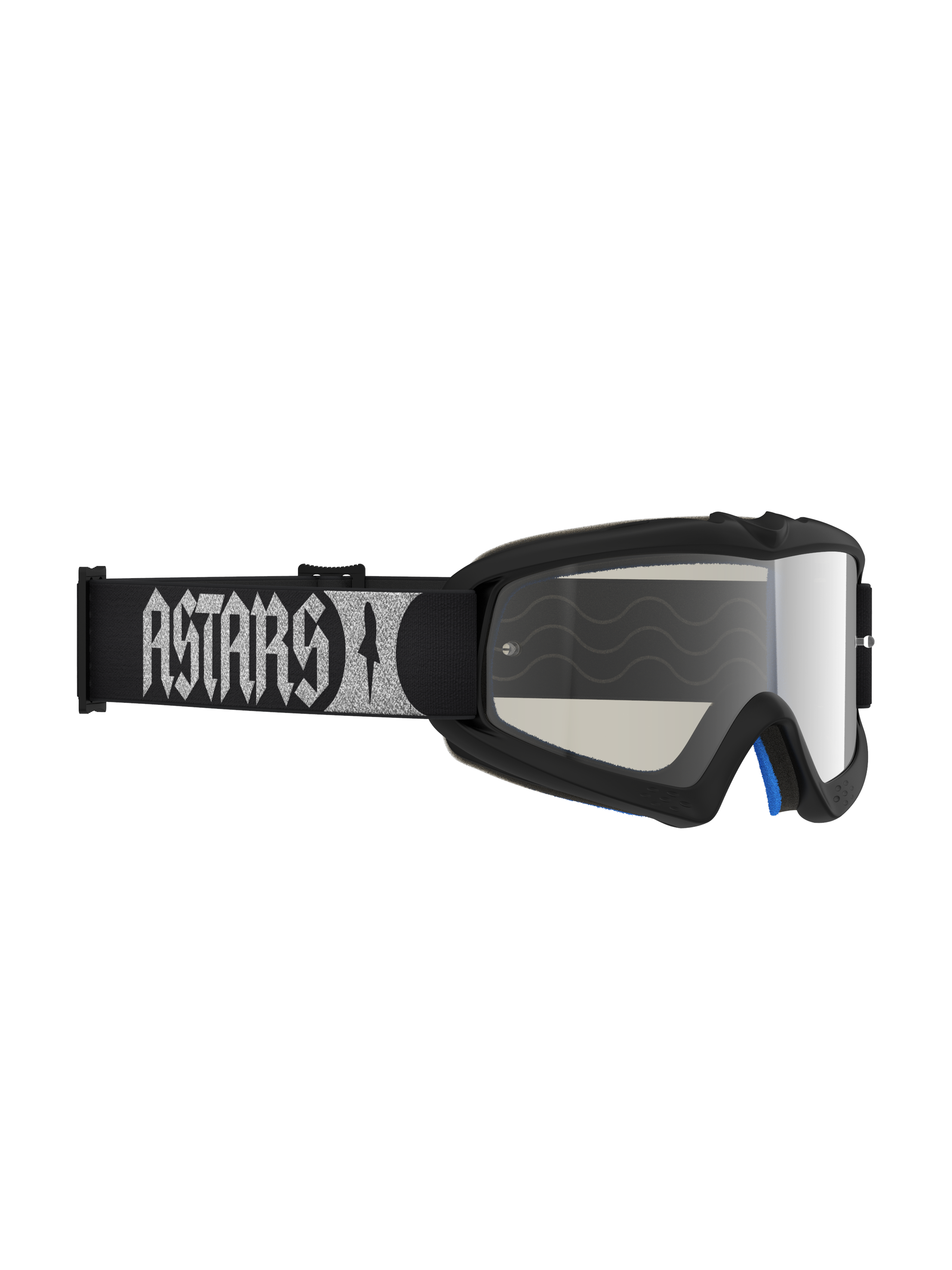 Gafas Alpinestars Vision Atrox juvenil, gafas de motocross con montura negra y lente de espejo plateada anti-vaho.