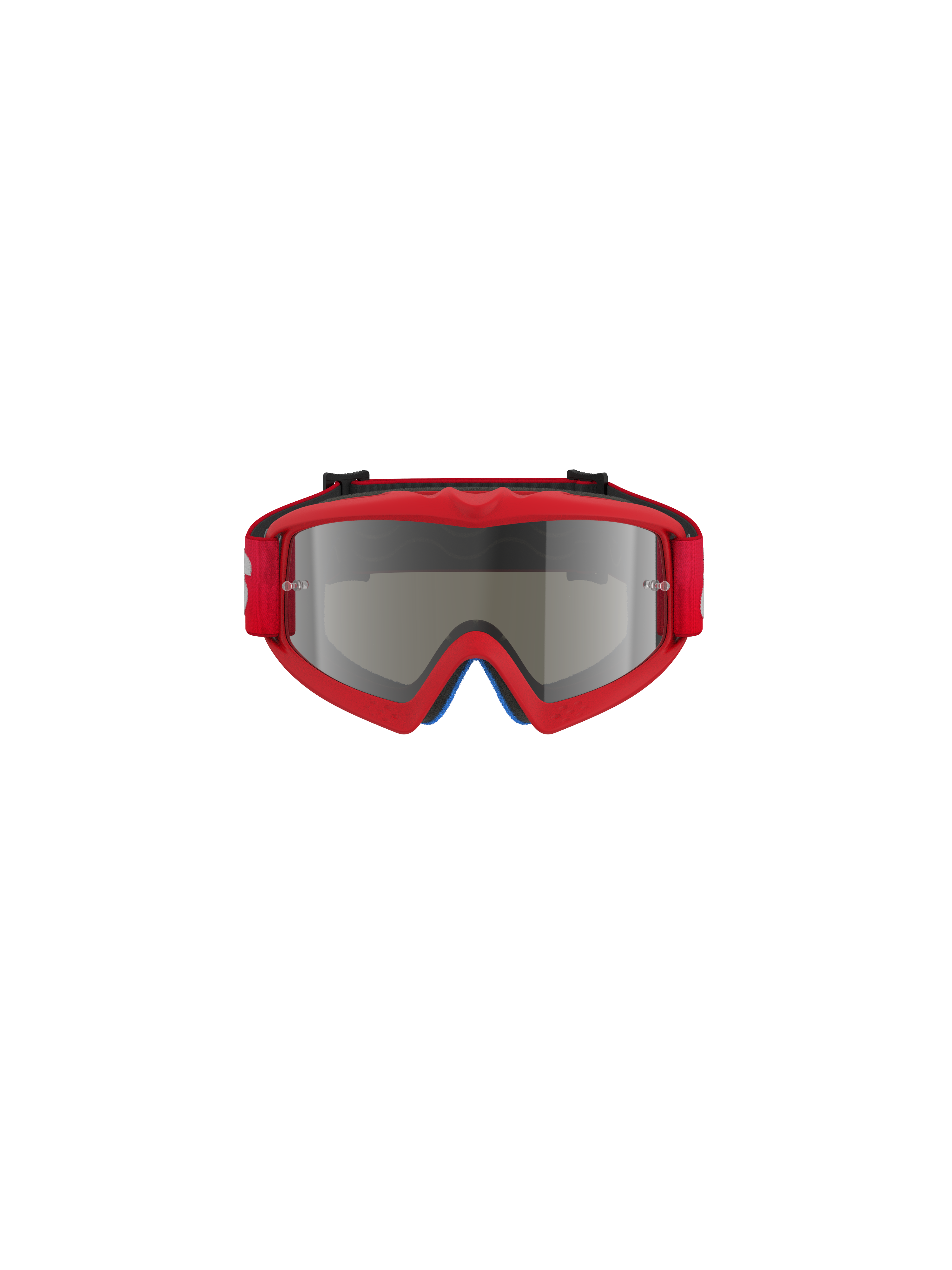 Alpinestars Vision Youth Blaze Goggles, Motocross Goggles, Red and Silver Mirror, front-facing view, featuring a vibrant red urethane frame and red strap, designed for youth riders with a mirrored lens