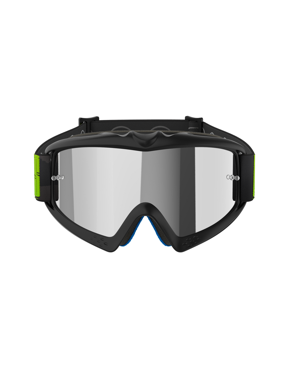 Gafas Alpinestars Vision Youth Hollow, gafas de motocross, gris carbón y amarillo flúor, lente de espejo plateada, con armazón flexible, postes para tear-off y correa ajustable con detalles en neón, diseño específico para jóvenes para carreras de off-road