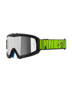 Alpinestars Vision Youth Hollow Goggles, gafas de motocross juveniles, color carbón y amarillo flúor, lente reflectante plateada de espejo, correa negra con logotipo de Alpinestars en amarillo neón, acolchado interior azul, ajuste especializado para jóvenes pilotos