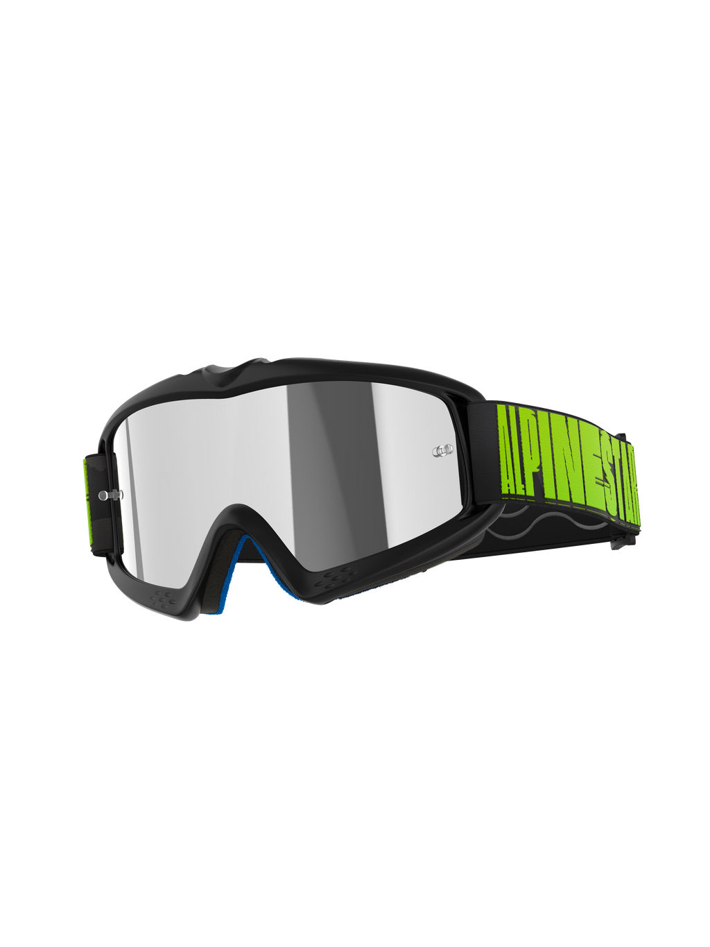 Gafas Alpinestars Vision Youth Hollow, gafas de motocross juveniles, gris carbón y amarillo flúor, con lente de espejo plateada, correa negra con logotipo amarillo vibrante, gafas protectoras de alto rendimiento para conducción todoterreno juvenil