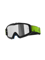 Gafas Alpinestars Vision Youth Hollow, gafas de motocross juveniles, gris carbón y amarillo flúor, con lente de espejo plateada, correa negra con logotipo amarillo vibrante, gafas protectoras de alto rendimiento para conducción todoterreno juvenil