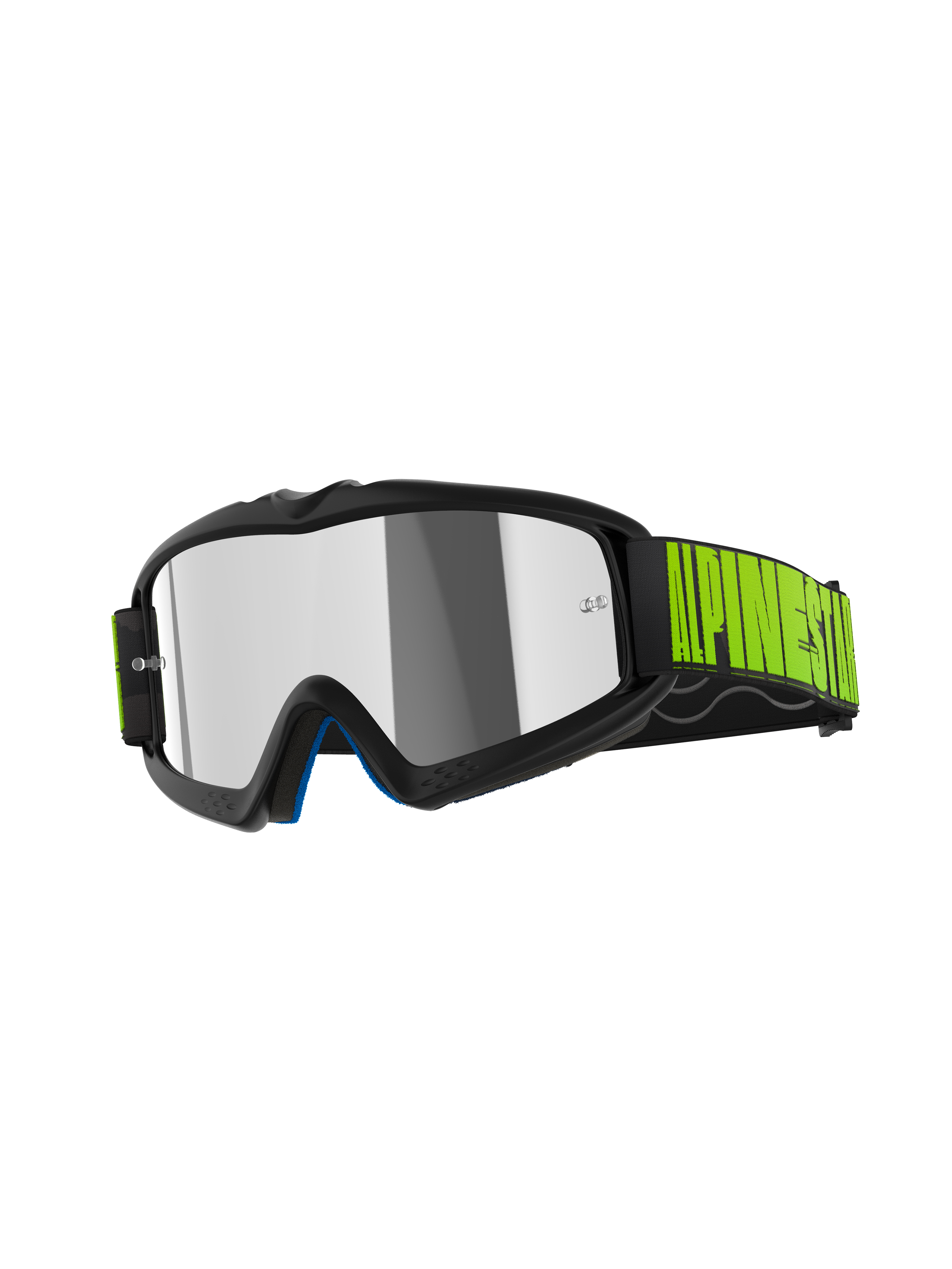 Gafas Alpinestars Vision Youth Hollow, gafas de motocross juveniles, gris carbón y amarillo flúor, con lente de espejo plateada, correa negra con logotipo amarillo vibrante, gafas protectoras de alto rendimiento para conducción todoterreno juvenil