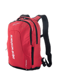 Mochila Alpinestars City Hunter V2, roja y negra, mochila urbana para moto con logotipos blancos llamativos, bolsillos laterales con cremallera, correas acolchadas de malla y diseño aerodinámico para motociclistas