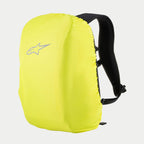 Mochila Alpinestars AMP3, funda para la lluvia amarillo fluorescente, con logotipo plateado de Alpinestars, correas de hombro ajustables negras, accesorio de protección impermeable para equipamiento de moto