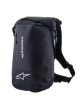 Alpinestars Bolsa Deportiva Sellada, mochila de moto negra e impermeable con cierre enrollable y logotipos reflectantes