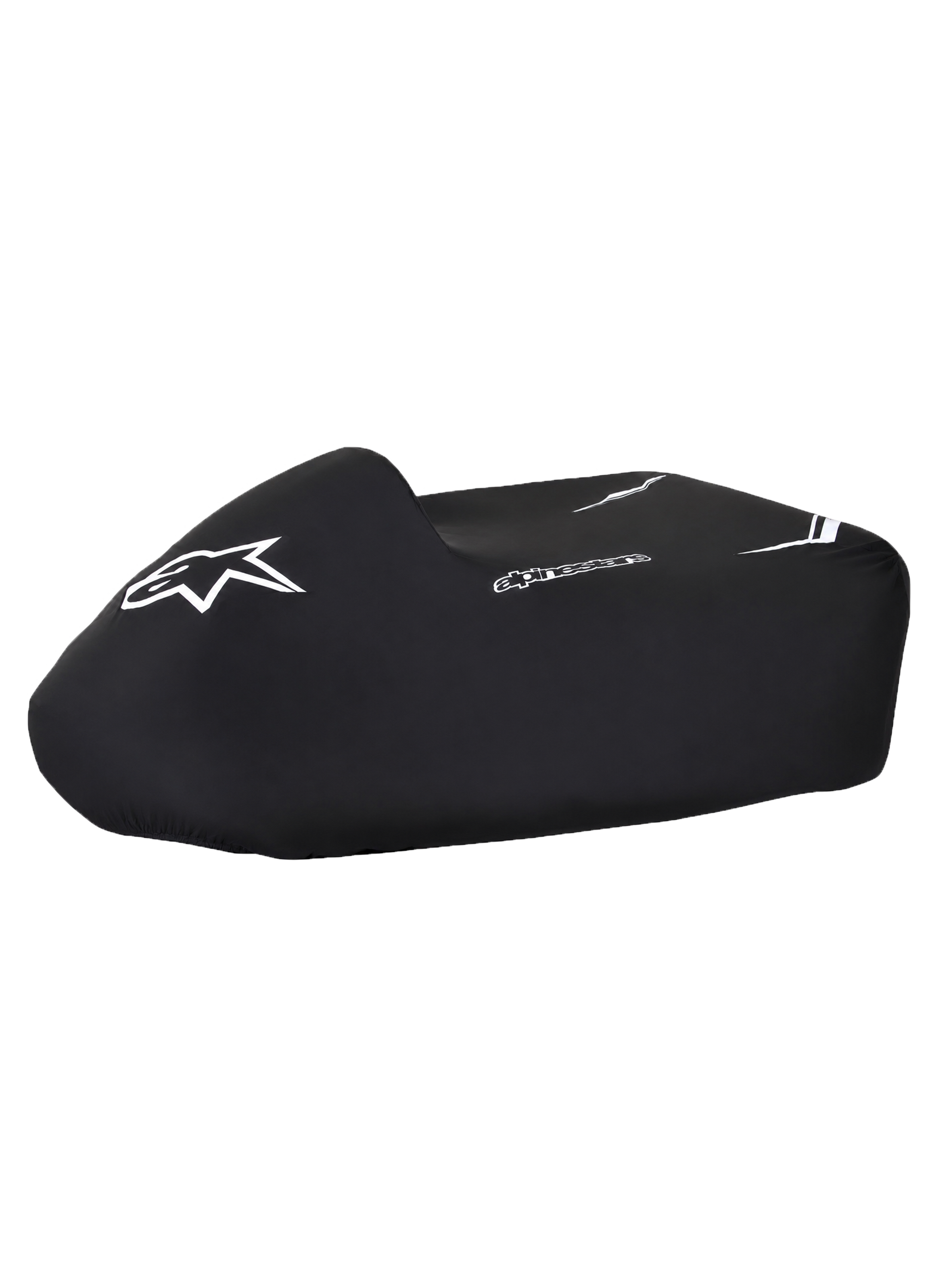 Funda para kart Alpinestars, funda negra impermeable para karting con logotipos blancos, ajuste estructurado y borde inferior elástico para protección en el paddock y almacenamiento