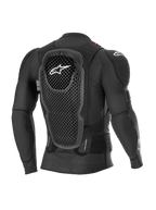 Chaqueta de protección Alpinestars Bionic Pro V3 Plasma, color negro, vista posterior que destaca el protector de espalda con tecnología Cell, chasis de malla transpirable y protecciones de hombros integradas, equipo de protección para motocross