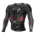 Alpinestars Bionic Plus V2 Protection Jacket, armadura corporal para motocross, negro y gris antracita con detalles en rojo, con protector de pecho de malla de nido de abeja, hombros y codos acolchados, diseño de malla transpirable para carreras todoterreno