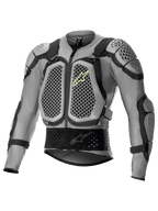 Alpinestars Bionic Action V2 Protection Jacket, armadura corporal para moto off-road, gris y negra con detalles en amarillo flúor, con tecnología Cell de patrón de panal en pecho y hombros, construcción de malla transpirable, correas ajustables y cinturón lumbar seguro para motocross y enduro
