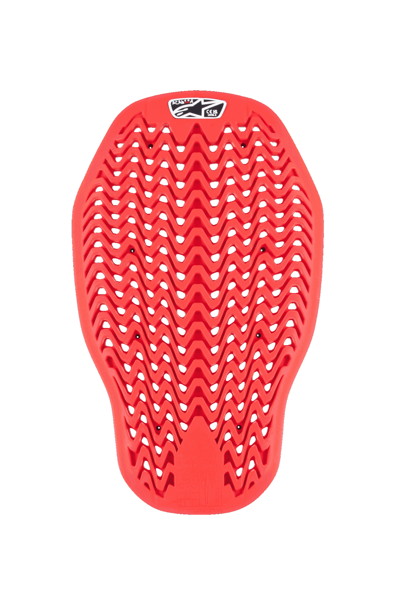 Alpinestars Nucleon Plasma Back Protector Insert, protector de espalda para motocicleta, rojo, diseño de malla flexible en zigzag con orificios de ventilación, protección contra impactos certificada CE Nivel 2, inserto ergonómico para chaquetas de moto