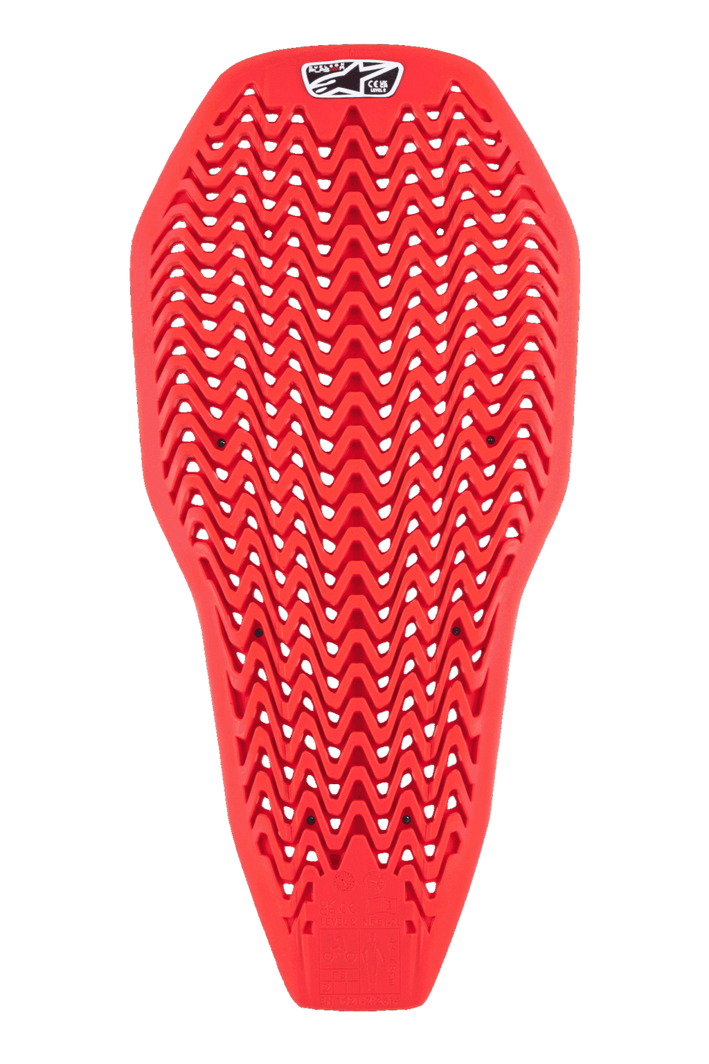 Alpinestars Nucleon Plasma Full Back Protector Insert, rojo, protección de espalda para motocicleta con un patrón perforado en zigzag, diseño ligero y flexible para ventilación, inserto de equipo de protección absorbente de impactos