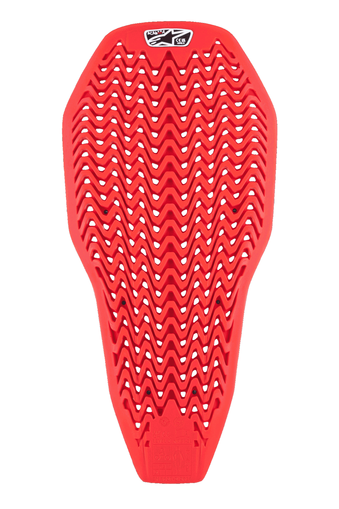 Alpinestars Nucleon Plasma Full Back Protector Insert, rojo, protección de espalda para motocicleta con un patrón perforado en zigzag, diseño ligero y flexible para ventilación, inserto de equipo de protección absorbente de impactos