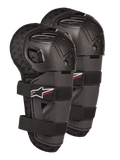 Rodilleras Alpinestars Bionic Action Kickstart, protectores de rodilla y espinilla de motocross para niños, negros con el logo KICKSTART en rojo, carcasa de plástico articulada y correas elásticas dobles, equipo de protección para jóvenes pilotos de todoterreno