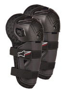 Rodilleras Alpinestars Bionic Action Kickstart, protectores de rodilla y espinilla de motocross para niños, negros con el logo KICKSTART en rojo, carcasa de plástico articulada y correas elásticas dobles, equipo de protección para jóvenes pilotos de todoterreno