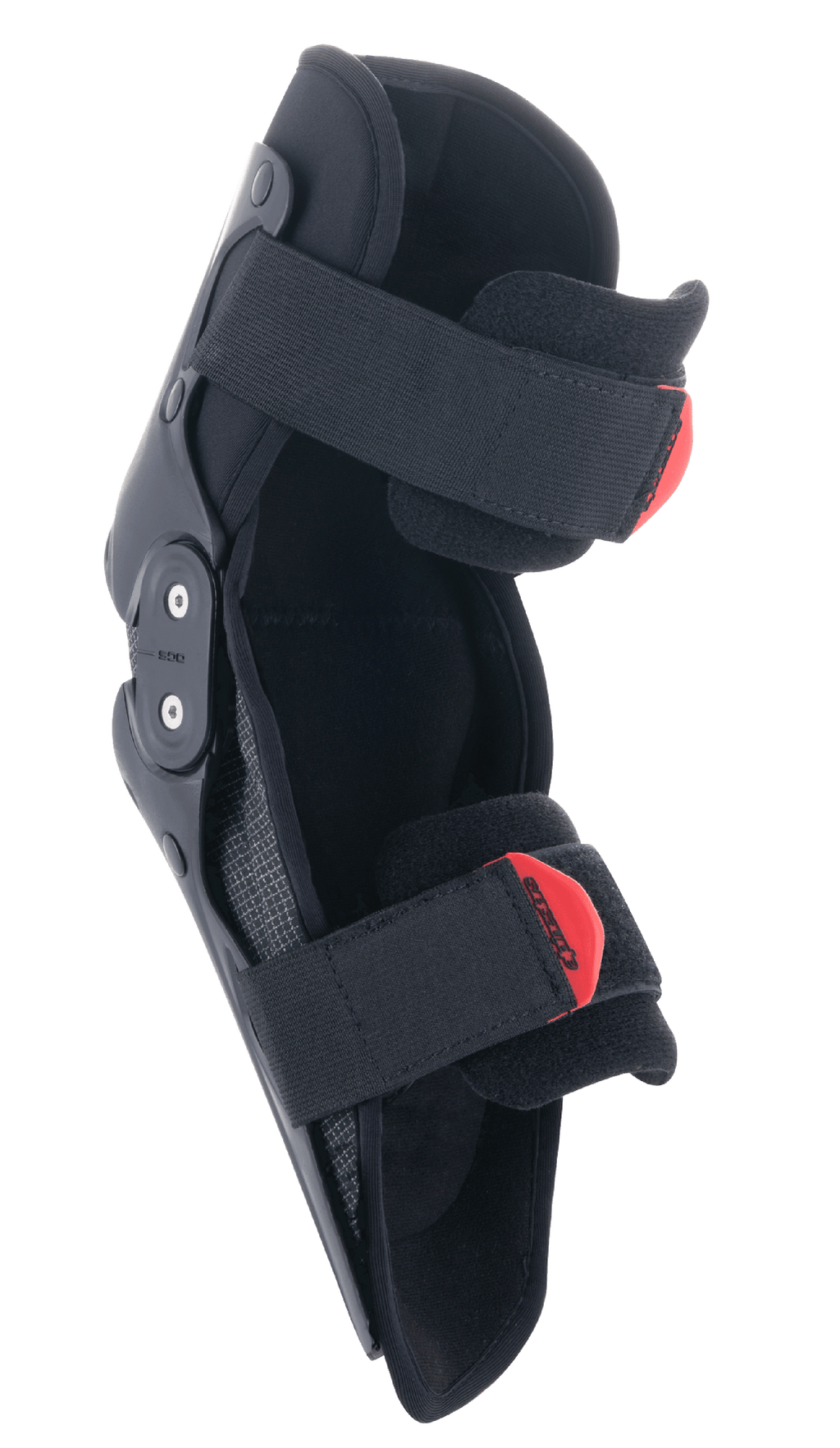 Alpinestars Youth SX-1 Knee Protector, rodillera de motocross, negro y rojo, con sistema de bisagra de doble pivote y sistema ajustable de doble correa con tiradores rojos, protección ligera y duradera para jóvenes pilotos de off-road