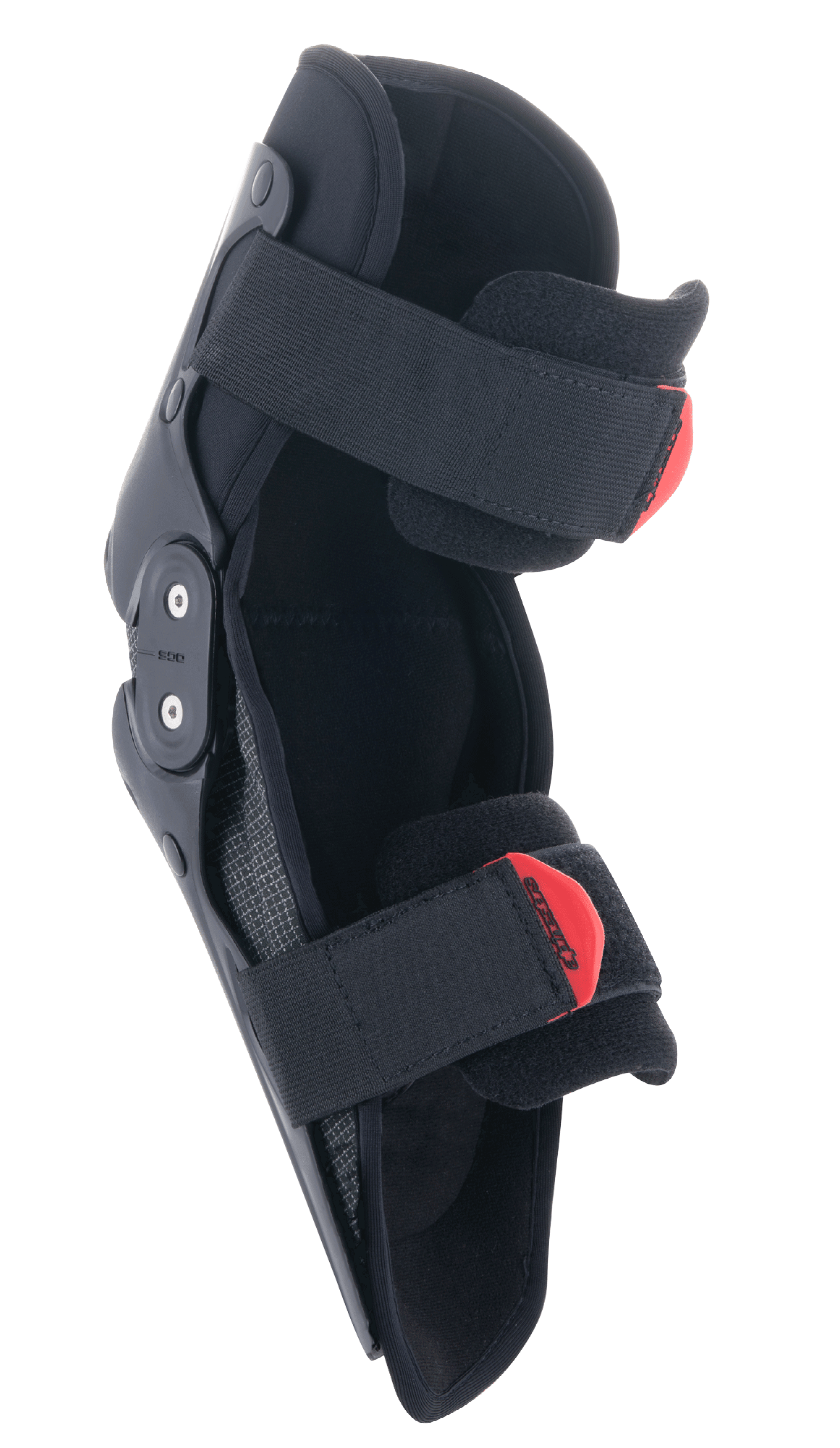 Alpinestars Youth SX-1 Knee Protector, rodillera de motocross, negro y rojo, con sistema de bisagra de doble pivote y sistema ajustable de doble correa con tiradores rojos, protección ligera y duradera para jóvenes pilotos de off-road
