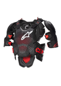 Alpinestars A-10 V2 Protector De Pecho Completo, equipo de protección para motocross, negro, rojo y blanco, con placa de pecho ventilada y certificación CE Nivel 2