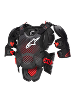 Alpinestars A-10 V2 Protector De Pecho Completo, equipo de protección para motocross, negro, rojo y blanco, con placa de pecho ventilada y certificación CE Nivel 2