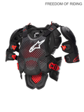 Alpinestars A-10 V2, protector de pecho completo para motocross y off-road para hombre, negro antracita y rojo, tecnología híbrida de poliedro certificada CE nivel 2 con estructura altamente ventilada y protectores de hombros integrados