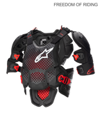 Alpinestars A-10 V2, protector de pecho completo para motocross y off-road para hombre, negro antracita y rojo, tecnología híbrida de poliedro certificada CE nivel 2 con estructura altamente ventilada y protectores de hombros integrados