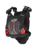 Alpinestars A-5 Plasma, protector de pecho para motocross, negro y rojo, malla 3D perforada con material Nucleon Plasma, paneles de protección angulares, correas ajustables, logo blanco, equipo de seguridad con certificación CE