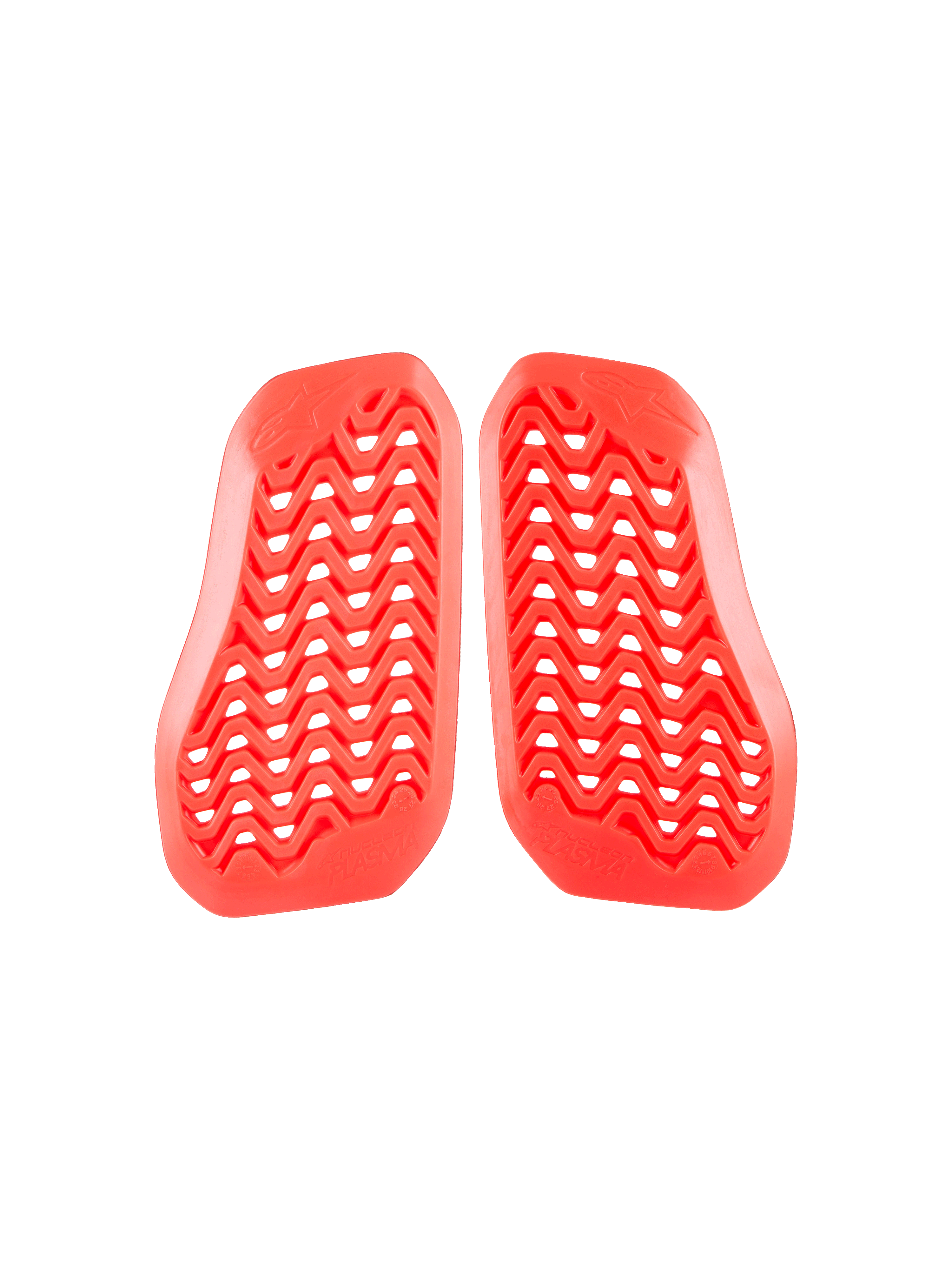 Alpinestars Nucleon Plasma Divided Chest Protector, inserto de protección de pecho roja para motocicleta, patrón en zigzag ventilado con orificios perforados, protección contra impactos con certificación CE, construcción ligera de dos piezas