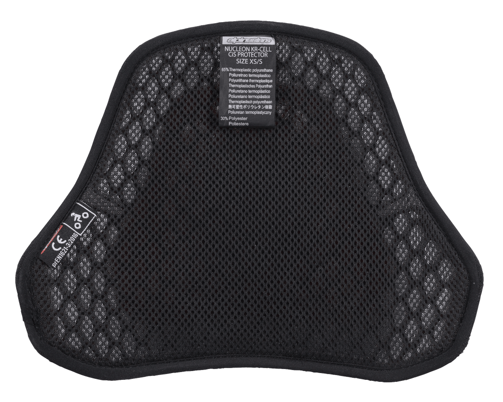 Alpinestars Nucleon KR Cell CiR Protectors, protector de pecho para moto, interior de malla de aire negra con microestructura de nido de abeja, con etiqueta de certificación CE y forro suave para transpirabilidad y comodidad