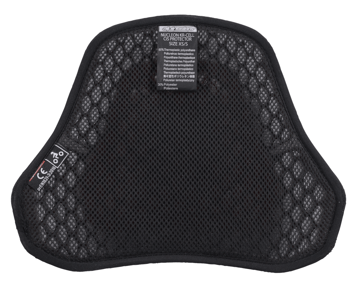 Alpinestars Nucleon KR Cell CiR Protectors, protector de pecho para moto, interior de malla de aire negra con microestructura de nido de abeja, con etiqueta de certificación CE y forro suave para transpirabilidad y comodidad